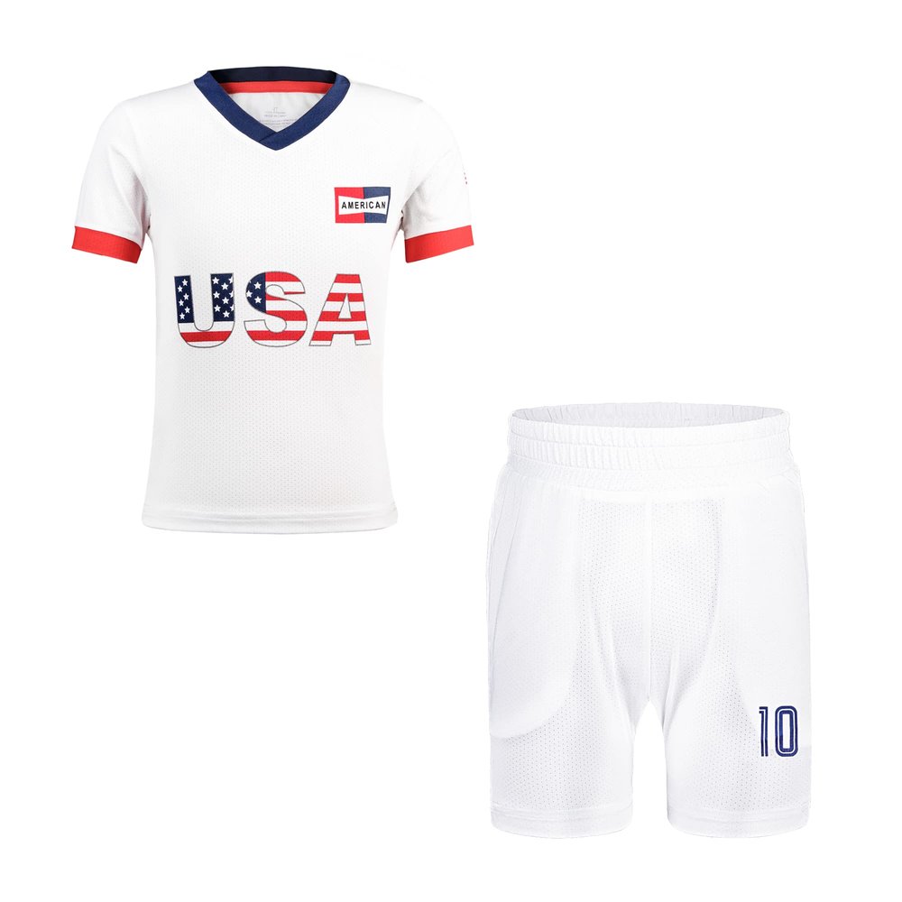 BDONDON Toddler 1-2 Soccer Uniform, USA Inspired Jersey & Shorts Set, American Soccer Fan Gift (BD-US,2T)