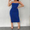 2023 Women's Dresses Twist Backless Split Thigh Cami Dress Women's Dresses (Color : Royal Blue, Size : XX-Small) view 3