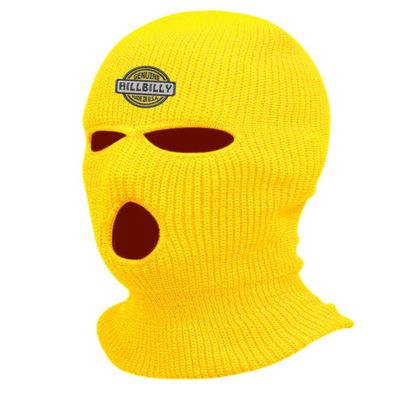 Genuine Hillbilly Three Hole Embroidered Ski Mask Full Face Cover Knitted Embroidery Warm Graphic Balaclava (Gold)