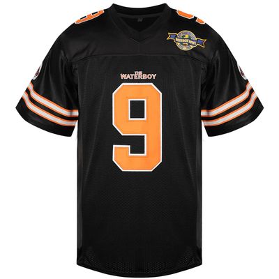 Bobby Boucher #9 The Waterboy Adam Sandler Movie Mud Dogs Bourbon Bowl Football Jersey (Black, Large)