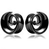 Atomhole 2PCS Spiral Saddle Ear Tunnels Plugs 316 Stainless Steel Ear Gauges Hypoallergenic Earrings Expander Stretcher Piercing Body Jewelry (8mm(0G), Black)