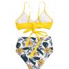 JEsilunmaMY Womens Front Cross Ruched Bikini Set Twist Wrap Swimwear High Waisted Bottoms Print Straps Push Up Swimsuits (Yellow3,X-Large) view 3