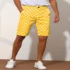 Lars Amadeus Polka Dots Shorts for Men's Straight Fit Comfort Flat Front Chino Shorts 38 Yellow view 2
