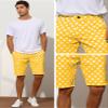 Lars Amadeus Polka Dots Shorts for Men's Straight Fit Comfort Flat Front Chino Shorts 38 Yellow view 4