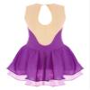 Oyolan Kids Girls Rhinestone Sleeveless Ice Skating Dress Irregular Hem Leotard Dress Figure Skating Competition Costume Purple B 12 Years view 2