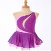 Oyolan Kids Girls Rhinestone Sleeveless Ice Skating Dress Irregular Hem Leotard Dress Figure Skating Competition Costume Purple B 12 Years view 3