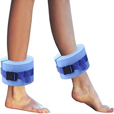 Water Aerobics Equipment - Foam Swim Aquatic Cuffs, Water Aerobics Float Ring Fitness Exercise Set, Ankles Arms Belts with Quick Release Buckle for Swim Fitness Training Set, Set of 2, Blue
