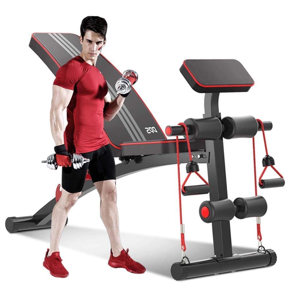 FSunKoFu Weight Bench Adjustable Workout Bench Dumbbell Bench, Weight Bench with Leg Extension and Leg Curl, Home Gym Adjustable Foldable Workout Bench for Full Body WorkoutBlack
