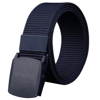 DAMAJI Nylon Belt for Men 1.5inch Military Tactical Belt Adjustable Slide Plastic Buckle Web Canvas Belt Outdoor, Navy Blue
