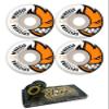 50mm Spitfire Wheels Bighead White/Orange Skateboard Wheels - 99a with Viper Strike Skateboard Bearings 8mm Precision ABEC 7 Skateboard Bearings - Bundle of 2 Items