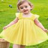 AGQT Baby Girls Tulle Tutu Dress Sleeveless Infant Butterfly Print Back Tutu Dresses Birthday Party Holiday Wedding Layered Lace Mini Layers Dress Yellow Size 6-12 Months view 3