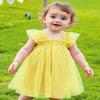AGQT Baby Girls Tulle Tutu Dress Sleeveless Infant Butterfly Print Back Tutu Dresses Birthday Party Holiday Wedding Layered Lace Mini Layers Dress Yellow Size 6-12 Months view 4