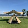 Outdoor Camping Sunshade, 5.1x5.1m Ultra-Light Large Area Hammock Tarp, rain and Sun Protection, for Spring Outing, Picnic with 2 Aluminium Poles + 8 Wind Ropes + 8 Tent Stakes and Carry Bag view 2