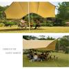 Outdoor Camping Sunshade, 5.1x5.1m Ultra-Light Large Area Hammock Tarp, rain and Sun Protection, for Spring Outing, Picnic with 2 Aluminium Poles + 8 Wind Ropes + 8 Tent Stakes and Carry Bag view 4