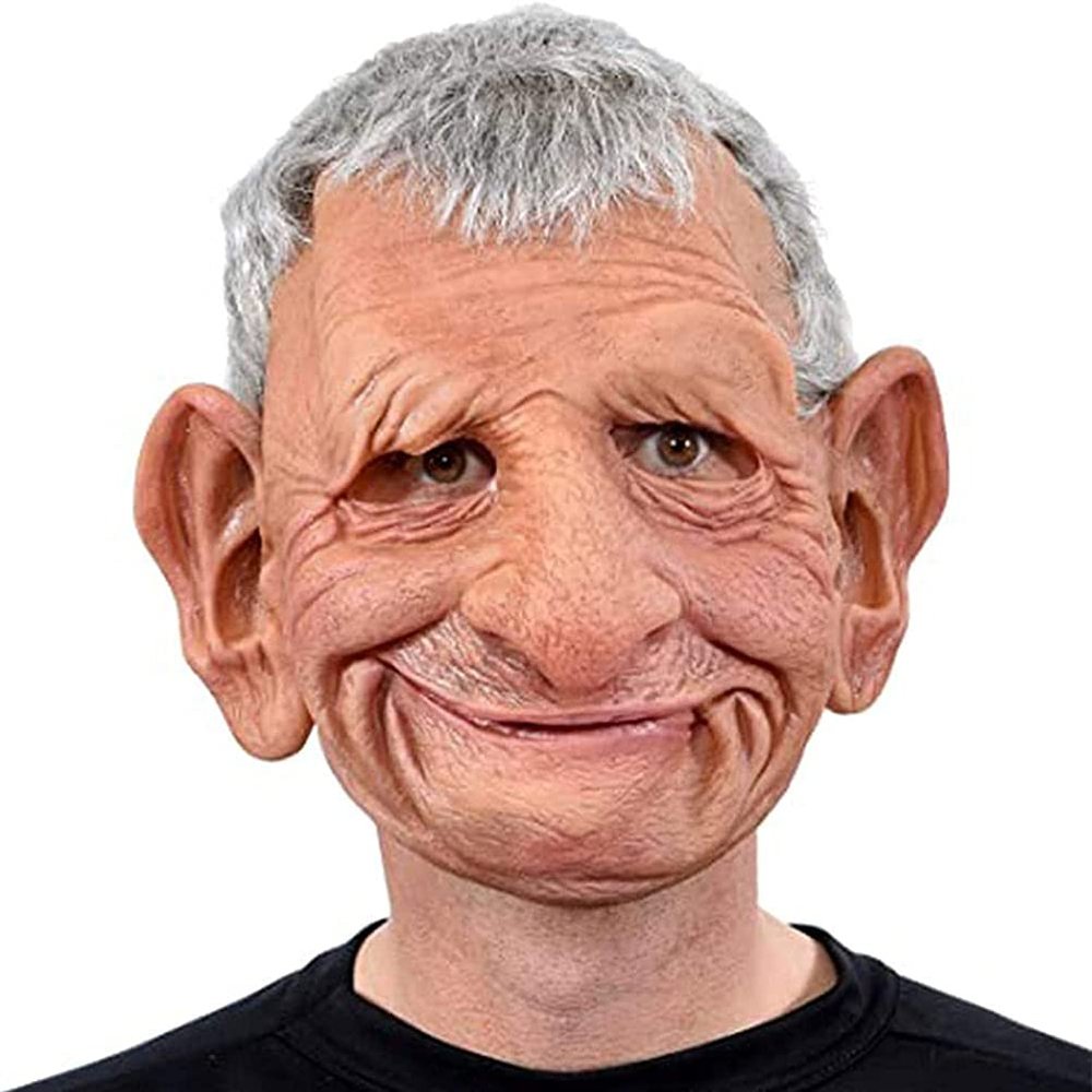 KLEOAD Realistic Old Man Mask Bald Man Latex Mask for Carnival Halloween Party Cosplay Party Costume Masquerade Props, Beige