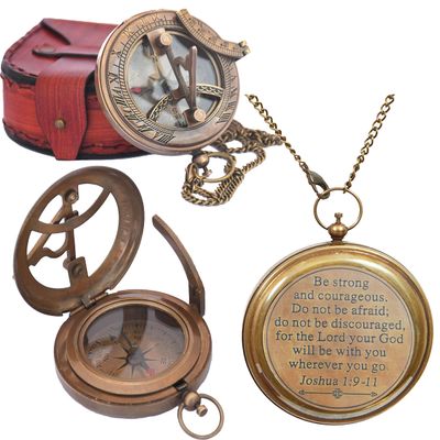 Religious Gifts for Men Be stong and Courageous Engraved Compass for Confirmation Baptism Gifts, Best Easter, Birthday, Graduation Gifts, Wedding Gifts (Joshua 1:9)