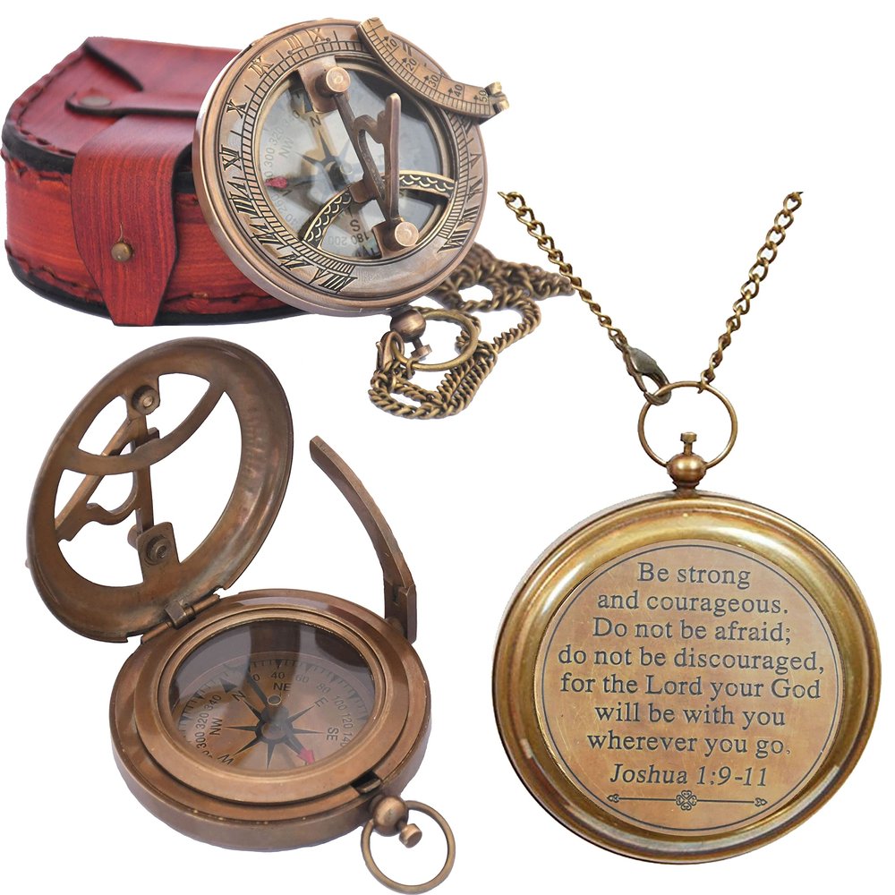 Religious Gifts for Men Be stong and Courageous Engraved Compass for Confirmation Baptism Gifts, Best Easter, Birthday, Graduation Gifts, Wedding Gifts (Joshua 1:9)