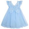 AGQT Baby Girls Tulle Tutu Dress Sleeveless Toddler Butterfly Print Back Tutu Dresses Birthday Party Gowns Wedding Layered Lace Holiday Mini Dress Light Blue Size 18-24 Months view 1