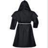 TOKYO REVENGERS Medieval Renaissance Monk Friar Priest Wizard Cloak Hooded Robe Cosplay Belt Necklace Set(Black 2XL) view 4