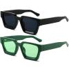 AIEYEZO Square Sunglasses for Women Men Square Thick Frame Sun Glasses Simple Designer Style Shades (Black/Grey + Green/Green)