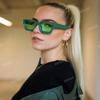 AIEYEZO Square Sunglasses for Women Men Square Thick Frame Sun Glasses Simple Designer Style Shades (Black/Grey + Green/Green) view 3