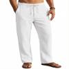 COOFANDY Mens Linen Loose Pants Lightweight Elastic Waist Summer Trouser Yoga Beach Pant with Pockets White Small view 1