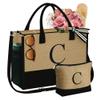 YOOLIFE Gifts for Women - Initial C Jute Beach Tote Bag for Women Birthday Gifts for Her Mom Wife Teachers Friends Bride Personalized Gift for Woman view 1