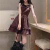 Mluvpxey Plaid Dress Sets Women Outfits Black Lace Up Long Sleeve Cardigan Ruffles High Waist Sleeveless Dresse (Color : 2 Set asphoto, Size : Small) view 4