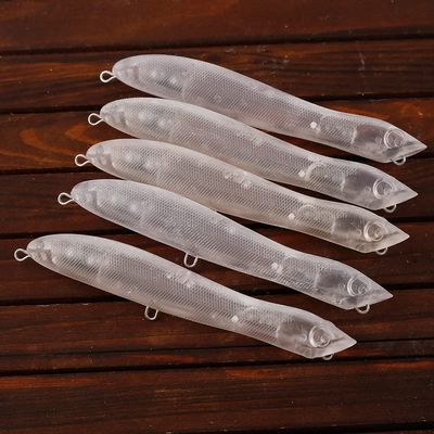 HUFFA 10PCS / Lot Unpainted Topwater Fishing Lures 8CM / 12CM Walk Dog Hard Plastic Snake Popper Bait Rattles Bodies Blanks (Color : JM60A Blank)