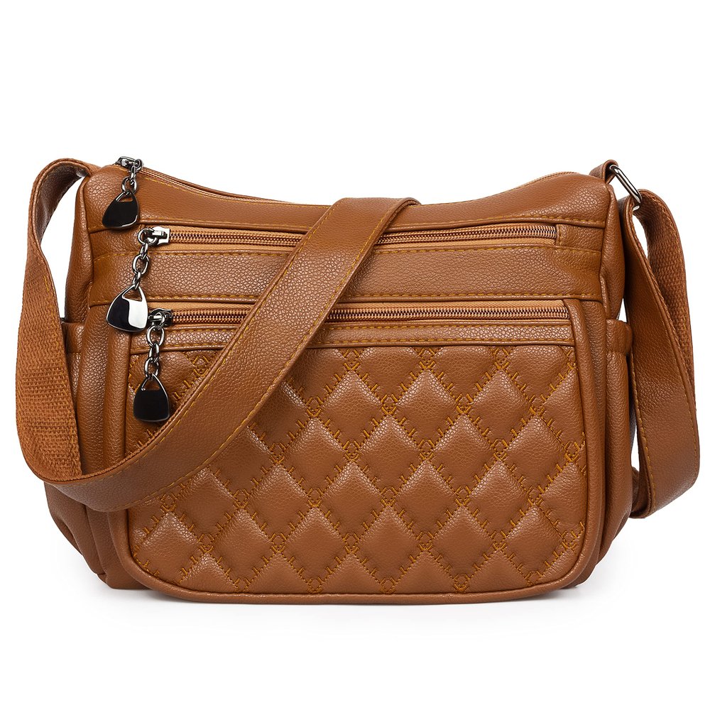 VOLGANIK ROCK Crossbody Purse for Women Ladies Soft Vegan Leather Shoulder Bag Quilted Satchel Handbags