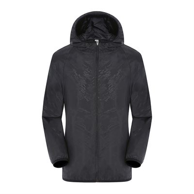 WHATON Impermeable Rain Jacket Raincoat Jacket Windproof Ultra Light Rainproof Windbreaker Rain Coat Hiking (Color : Black, Size : Large)