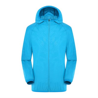 WHATON Impermeable Rain Jacket Raincoat Jacket Windproof Ultra Light Rainproof Windbreaker Rain Coat Hiking (Color : Blue, Size : Medium)