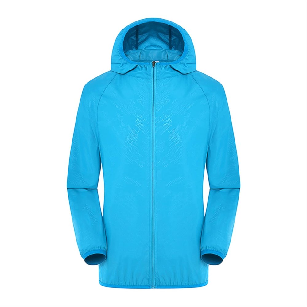 WHATON Impermeable Rain Jacket Raincoat Jacket Windproof Ultra Light Rainproof Windbreaker Rain Coat Hiking (Color : Blue, Size : Medium)