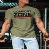 Comfort Zone is Dangerous Inspirational Workout Lifting Tshirt for Men (XXXL, Comfort Zone Military Green) view 3