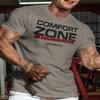 Comfort Zone is Dangerous Inspirational Workout Lifting Tshirt for Men (SM, Comfort Zone Warm Grey) view 2