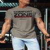 Comfort Zone is Dangerous Inspirational Workout Lifting Tshirt for Men (SM, Comfort Zone Warm Grey) view 3