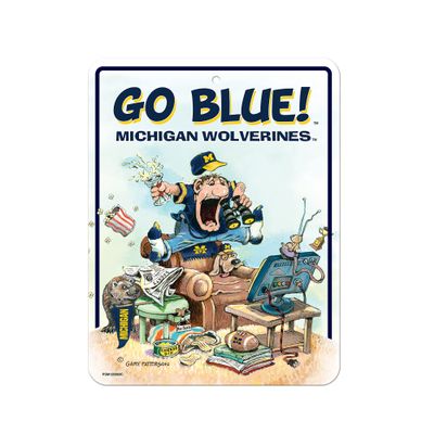 Rico Industries NCAA Michigan Wolverines Gary Patterson The Fan 8.5" x 11" Carbon Fiber Metal Parking Sign - Great for Man Cave, Bed Room, Office, Home Dcor