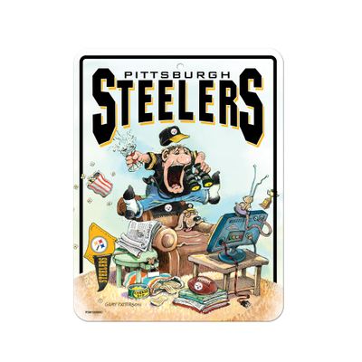Rico Industries NFL Football Pittsburgh Steelers Gary Patterson The Fan 8.5" x 11" Carbon Fiber Metal Parking Sign - Great for Man Cave, Bed Room, Office, Home Dcor