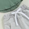 YINGISFITM Baby Boy Shorts Set Cotton Short Sleeve Tshirt Top Shorts Pants Cute Boy Summer Outfit Toddler Infant Clothes (green grey shorts,2-3T) view 4