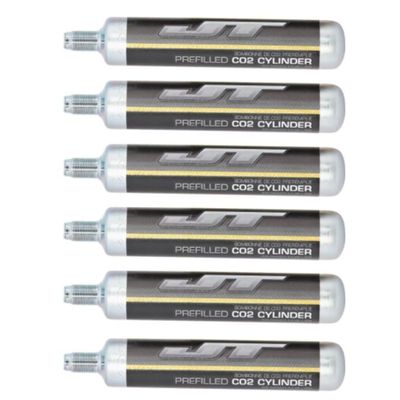 JT Paintball 90G Prefilled CO2 Cylinders - 6 Pack - Easy-to-Use, Long-Lasting Power for Paintball Markers, Airguns, and Airbows