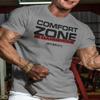 Comfort Zone is Dangerous Inspirational Workout Lifting Tshirt for Men (XL, Comfort Zone Grey) view 2