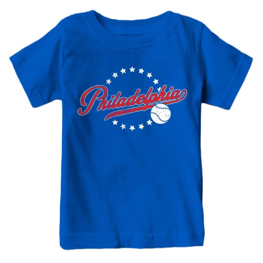 Philadelphia Baseball Vintage Kid's Fan T-Shirt (Royal Shirt, YXL)
