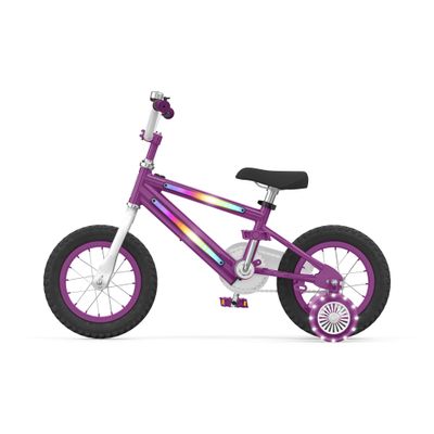 Jetson Light Rider Kids Light-up Unisex Bike, LED Light-up Frame, 3 Different Light Modes, Adjustable Seat Height, 12" Rubber Tires, Kinetic Light-Up Training Wheels, Purple, JLRG12-PUR