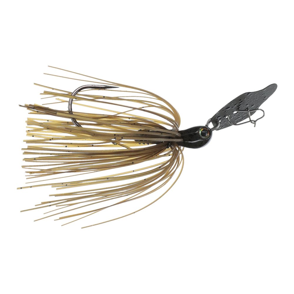 Strike King (TCVSJT38-46) Tungsten Thunder Cricket Vibrating Swim Jig, Color 46 - Green Pumpkin, 3/8 oz, Long-Shank Owner Jungle Hook, Hand-Tied Skirt
