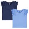 Gerber Baby Girls' Toddler 2-Pack Double Ruffle Tops, Blue, 3T view 1