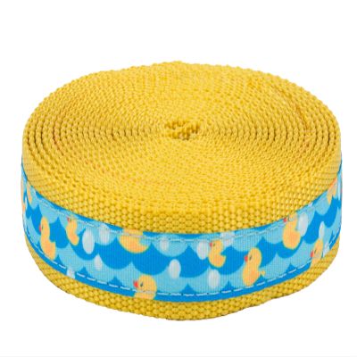 Country Brook Design - 5/8 Inch Just Ducky Ribbon on 1 Inch Gold Nylon Webbing (5 Yards)
