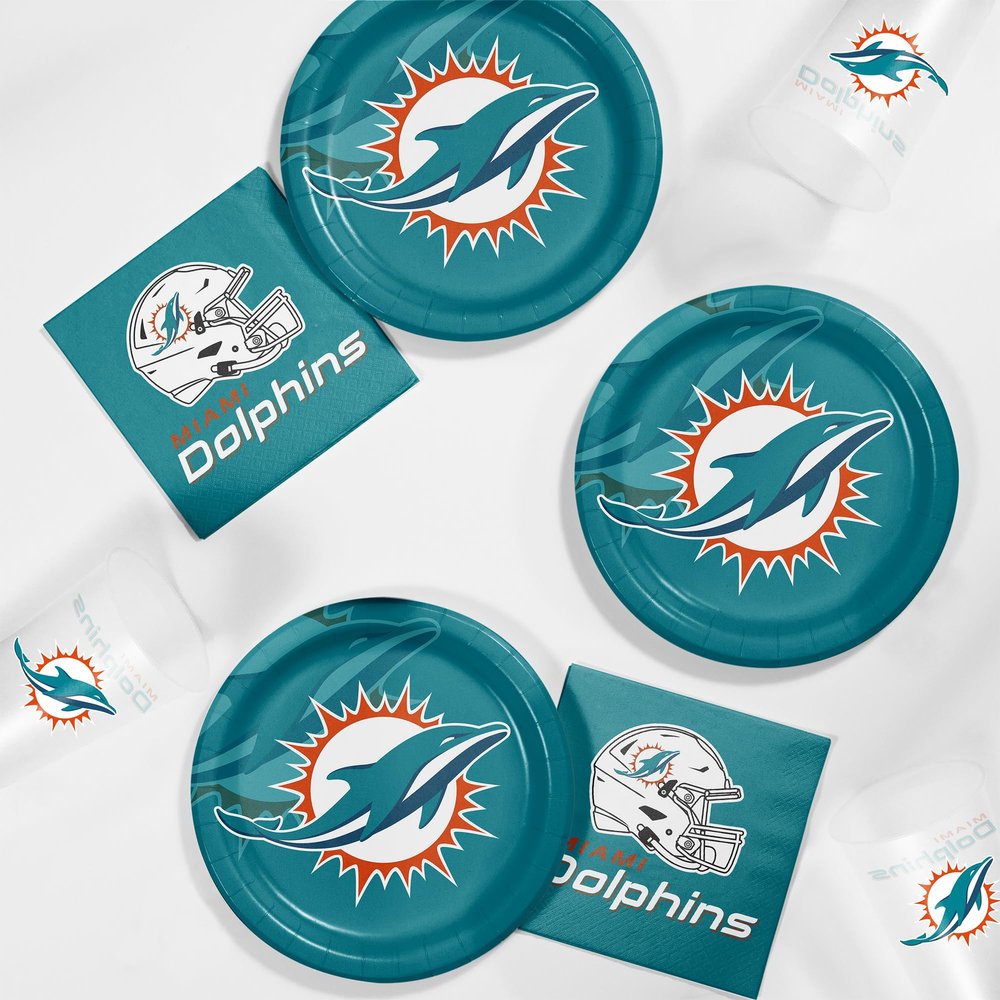 Trendware Miami Dolphins Tailgate Kit, Serves 8, Officially Licensed