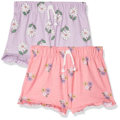 Gerber Baby Girls' Toddler 2-Pack Pull-On Shorts, Pink Floral, 18 Months