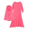 Baby Girls' Muslim Islamic Ramadan Abaya With Hijab Full Length Robe Burka Maxi Little Kid Cute (Hot Pink, 7-8 Years) view 1