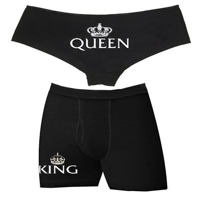Southern Sisters Women's His Queen Matching Boy Short Underwear For Couples Black Small